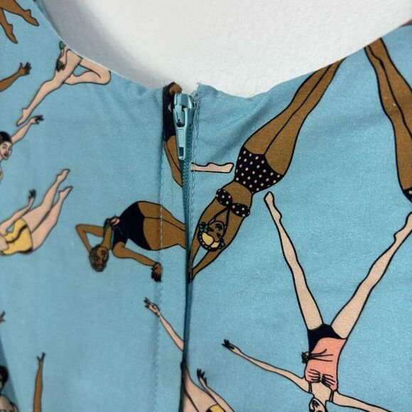 Modcloth x DupENNY Blue Synchronized Swimming Sleeveless Dress Size Small - Picture 4 of 6